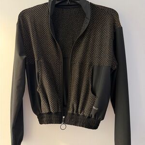 Elegant Black and Brown Women's Bomber Jacket